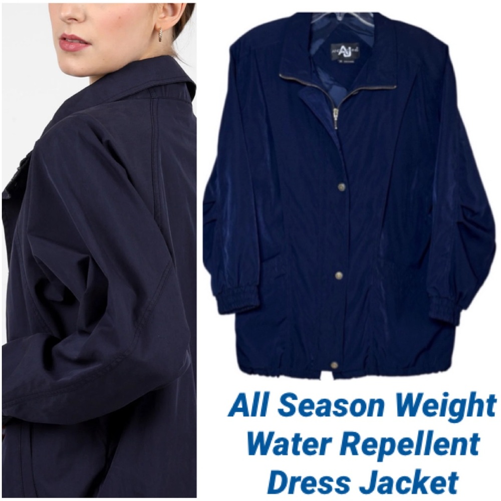 Trench Rain Jacket Lightweight All Season Utility VTG 90s Y2K Blue Black Size M